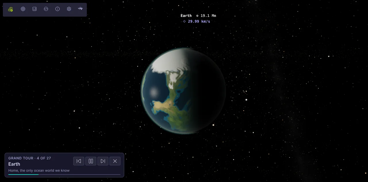 Earth half lit with oceans, continents and atmosphere