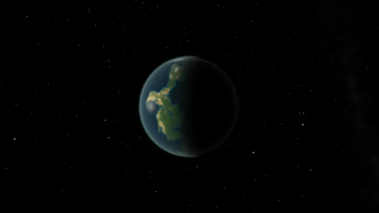 Earth from the simulator, half in shadow
