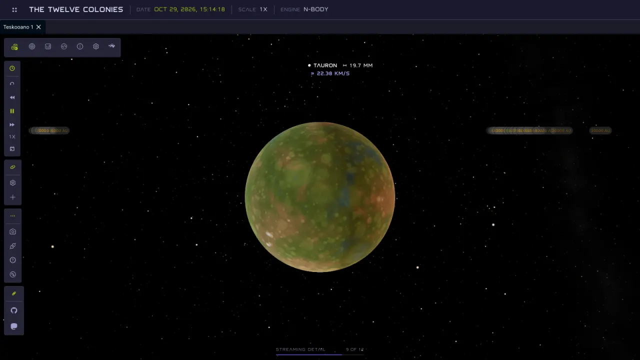 Tauron in the simulator, with the streaming detail meter at the bottom